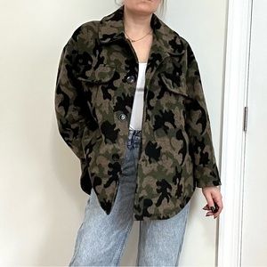 ABS Camo Print Fleeced Shirt Jacket